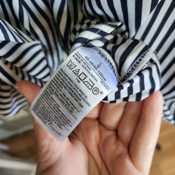 Banana Republic Striped Navy and White Dillon Shirt with Ruffle Sleeves - Picture 6 of 8